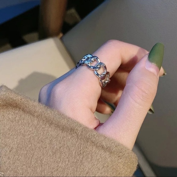 💎NEW 18k Gold 925 Sterling Silver Chunky Chain Ring - Picture 8 of 11